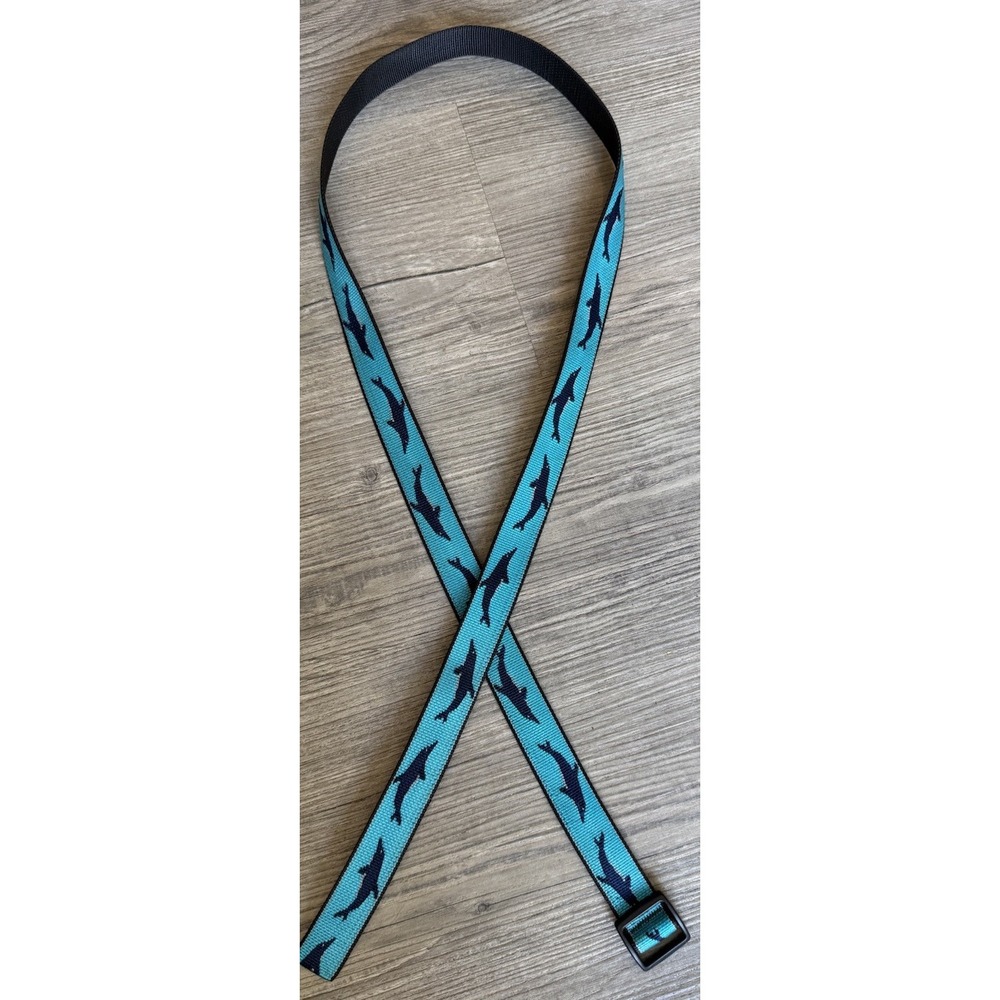 Men's Military Webbed Belt Blue/Black Animal Print Adjustable Buckle